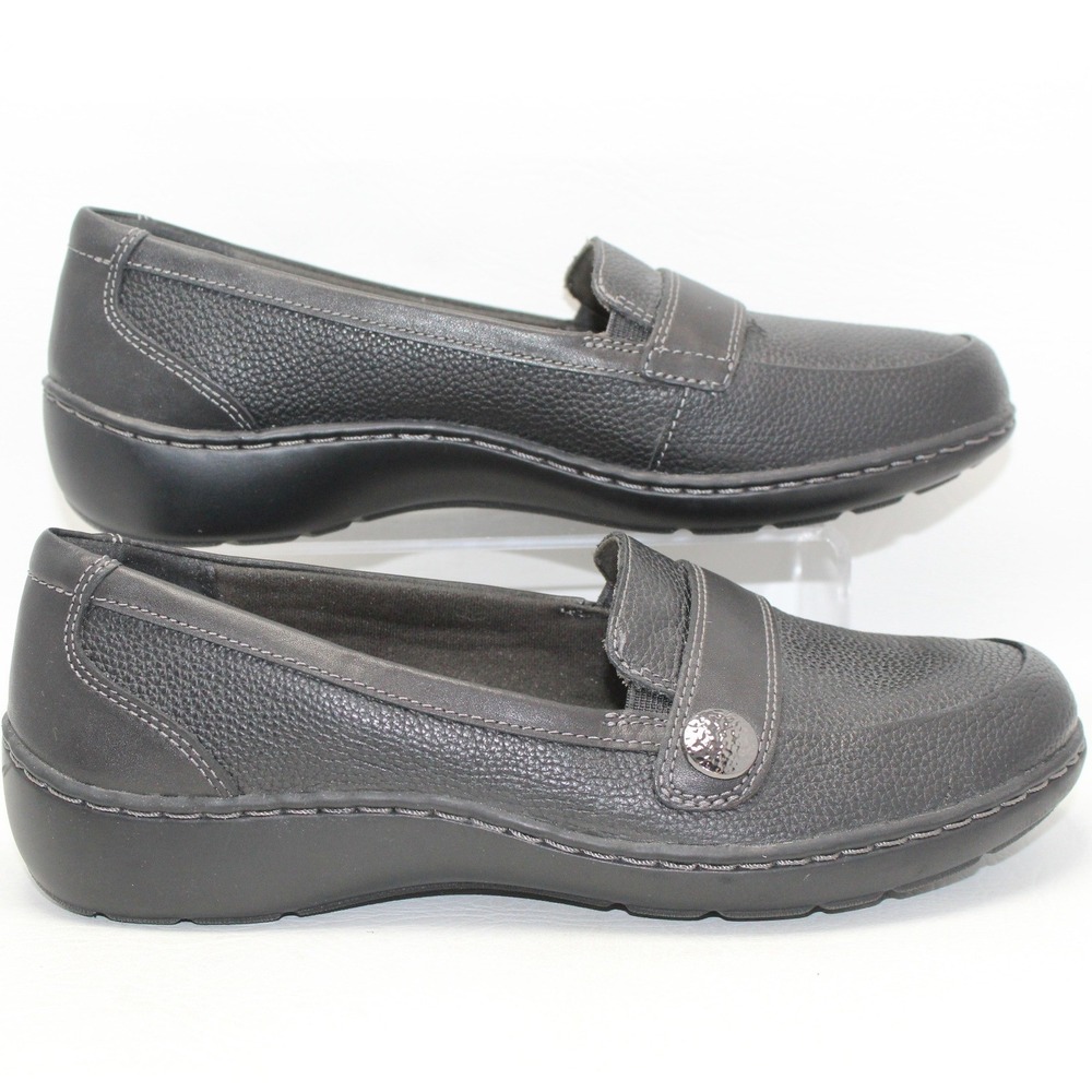Clarks Collection Ultimate‎ Comfort Dark Grey Leather Loafers Womens 8W